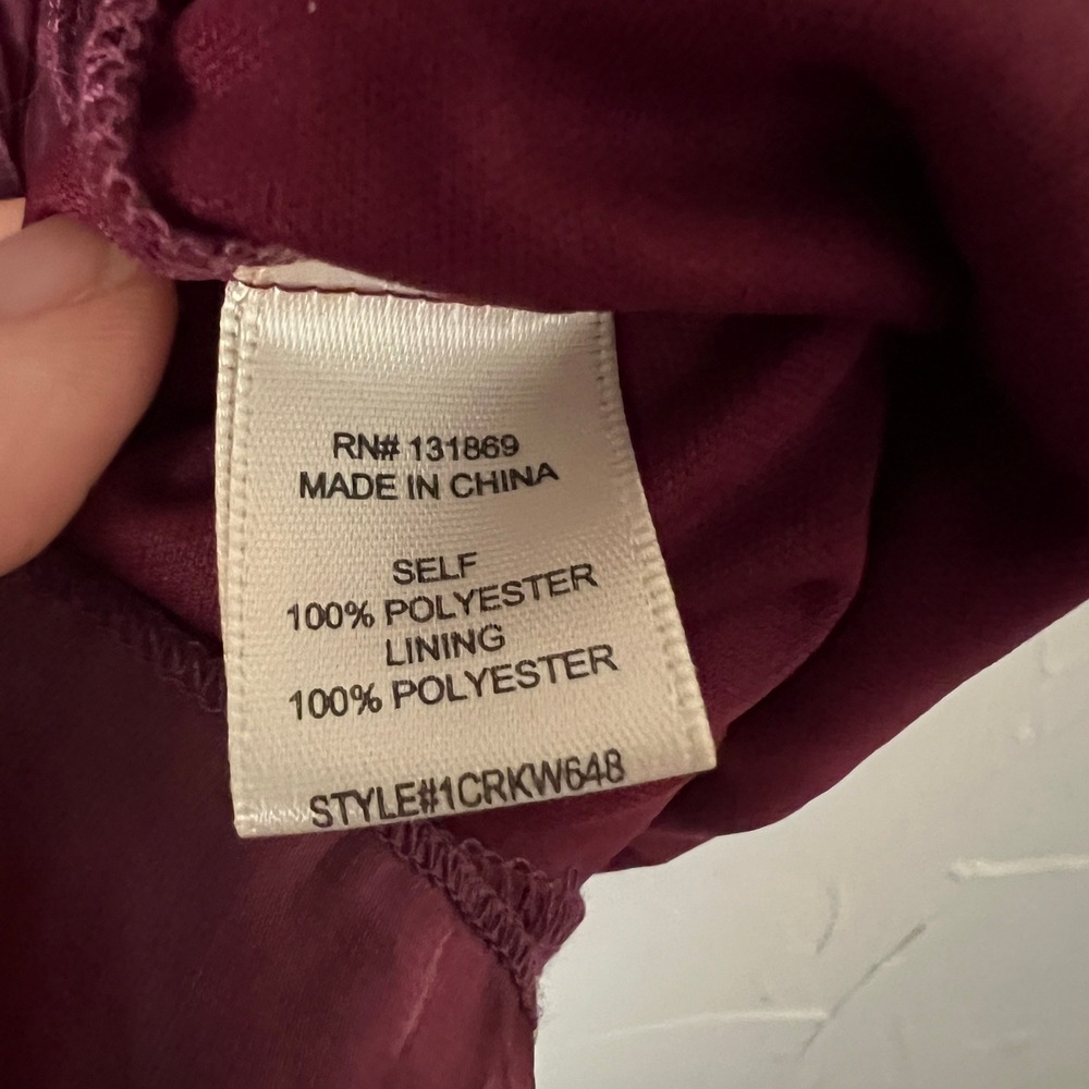 Thirty Thirty Metallic Organza Babydoll Top Puff Sleeve Burgundy Size Small - Picture 8 of 10